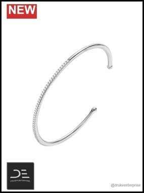 14K White Gold Plated Silver Bangle Bracelet Lab Grown Diamond